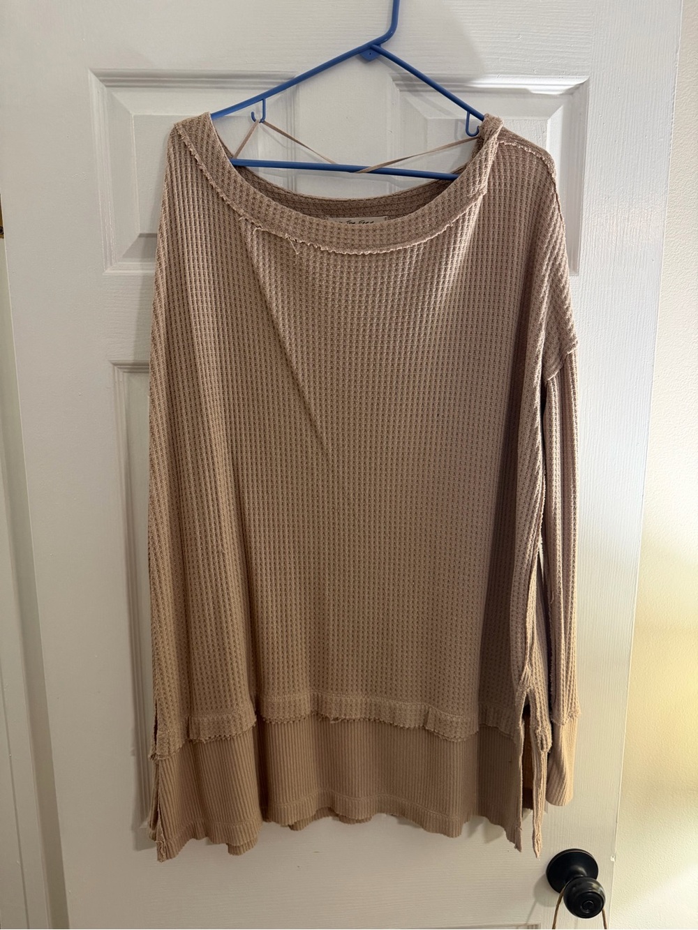 We The Free Taupe Waffle Knit Tunic
